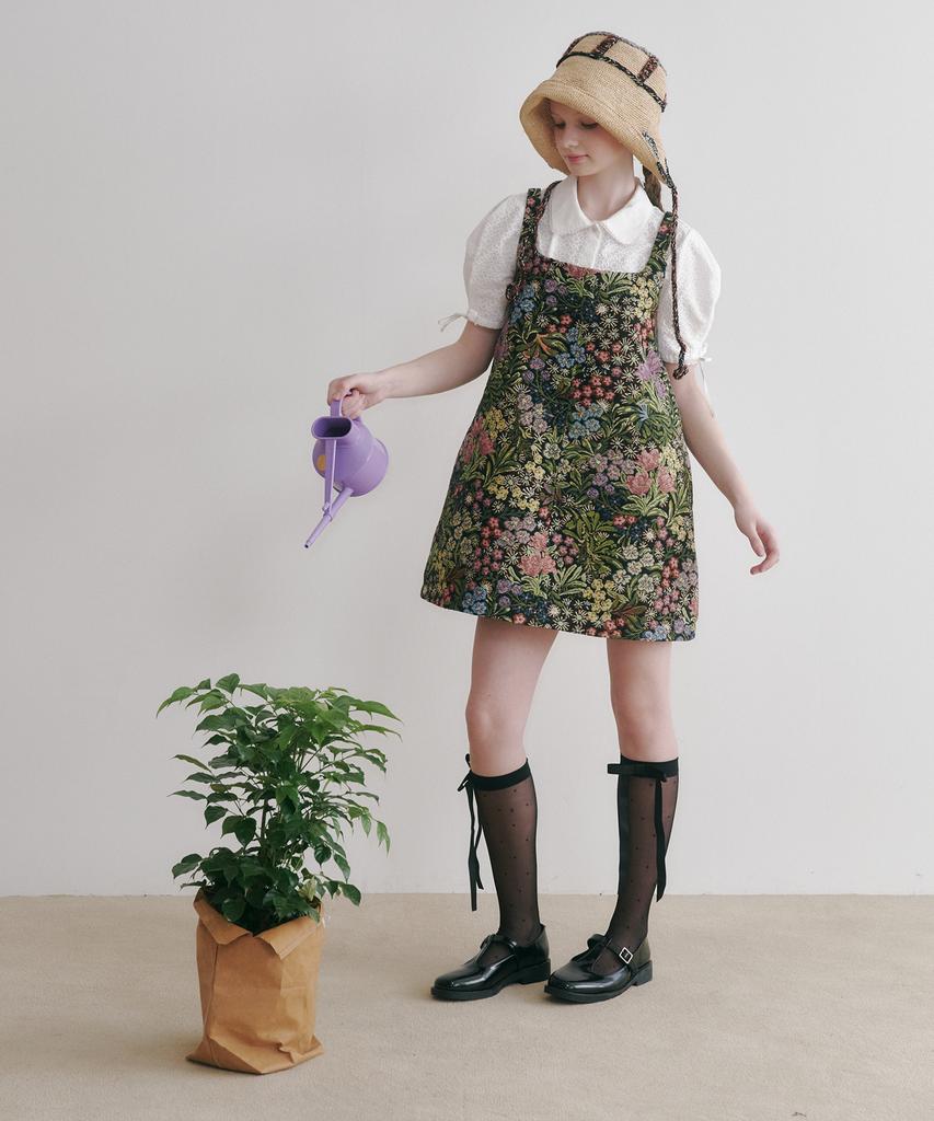 Tusyesongjeu Garden Flower Jacquard Dress