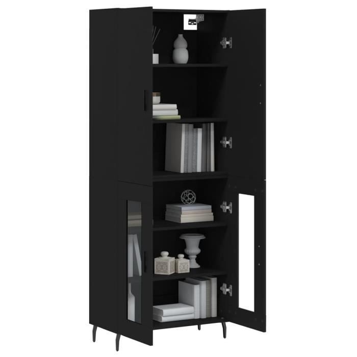 VidaXL Buffet haut Noir 69,5x34x180 cm Bois d'ingénierie 3195748
