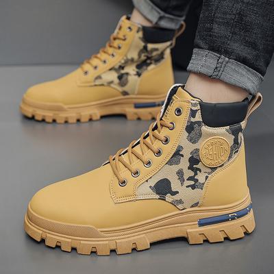 New Spring Men's Martin Boots Men's Shoes British Style Yellow Boots Outdoor Trendy Men's Boots Fashionable Work Boots
