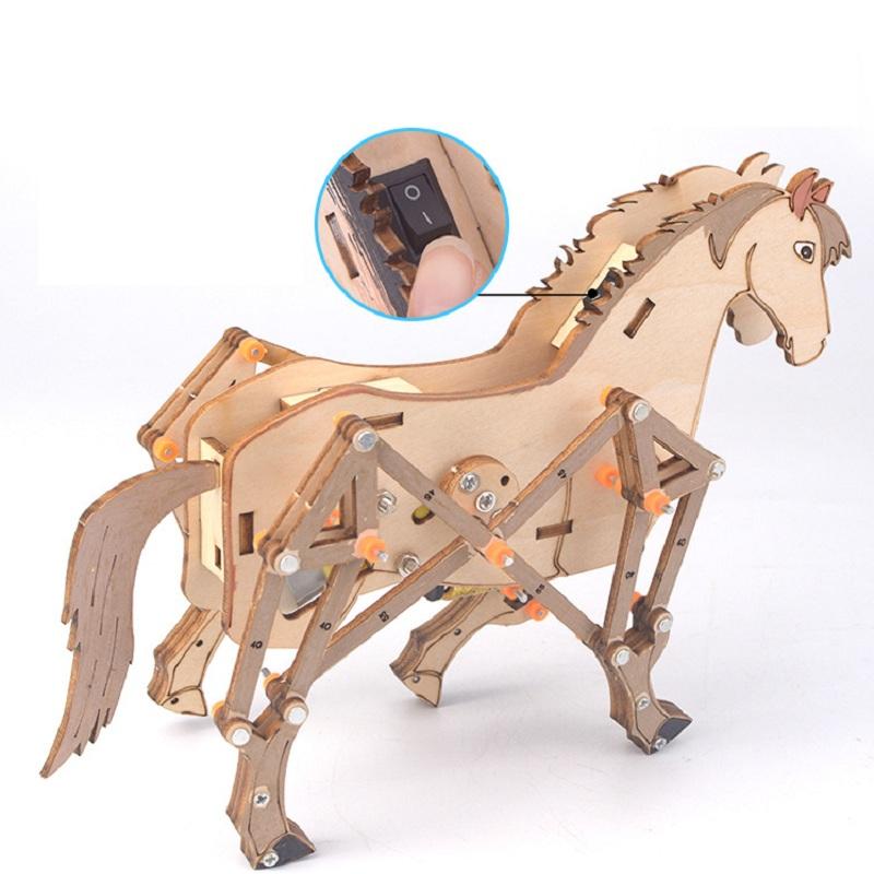 3D Wooden Mechanical Horse DIY Assembly Model Horse Science Puzzle STEM Education Physics Experiment Children's Gift