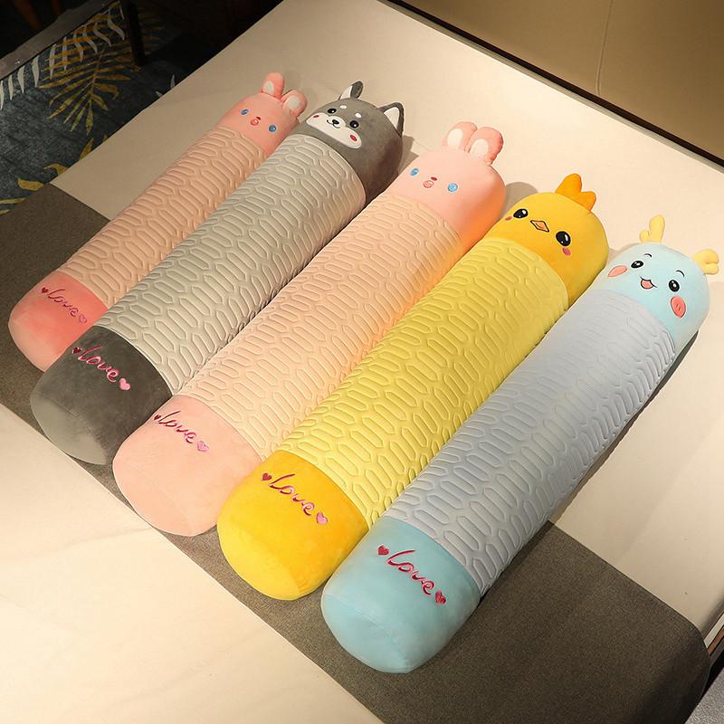 Cartoon Tier Hase Husky Langes Wurfkissen Plüschtier Dinosaurier Puppe Mädchen Schlafen Beruhigende Stoffpuppe