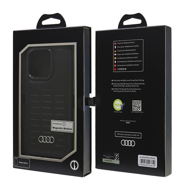 Audi Synthetic Leather Magsafe Iphone 16Pro 6.3 Czarny/Black Hardcase Au-Tpupcmip16P-Gt/D3-Bk