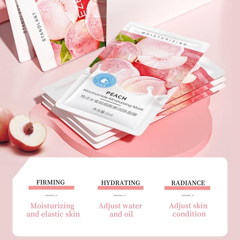 30 Pieces/Box, Peach Sleeping Mask, Contains Niacinamide, Stretchable Mask, Hydrating and Non-Greasy, Moisturizing, Replenishes Skin Moisture,Portable