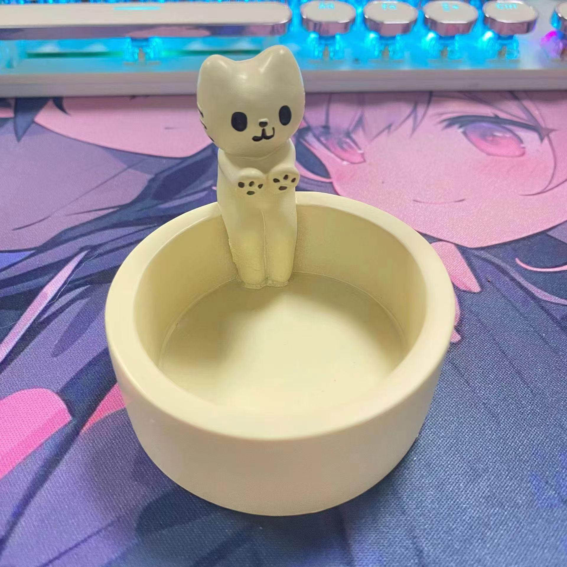 

Kitten Creative Cute Candle Holder Durable High Temperature Cartoon Cat Fireplace Craft Candle Aromatherapy Desktop Decoration белый