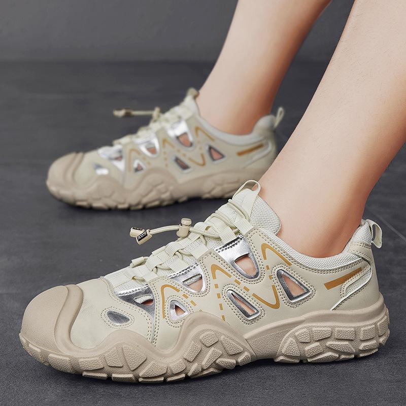 Men's shoes 2025 new summer mesh breathable travel wear wear wear wear one pedal driving mountaineering sports and leisure shoes