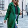 Ladies', Medium Length, Lapel, Woolen Jacket, Long Sleeved, Solid Color, Loose Fit, Casual Jacket