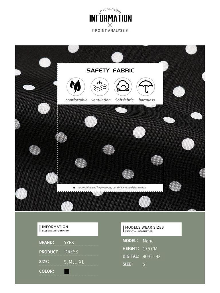 European & American Long-Sleeved Pleated Polka Dot Dress - Autumn/Winter 2022