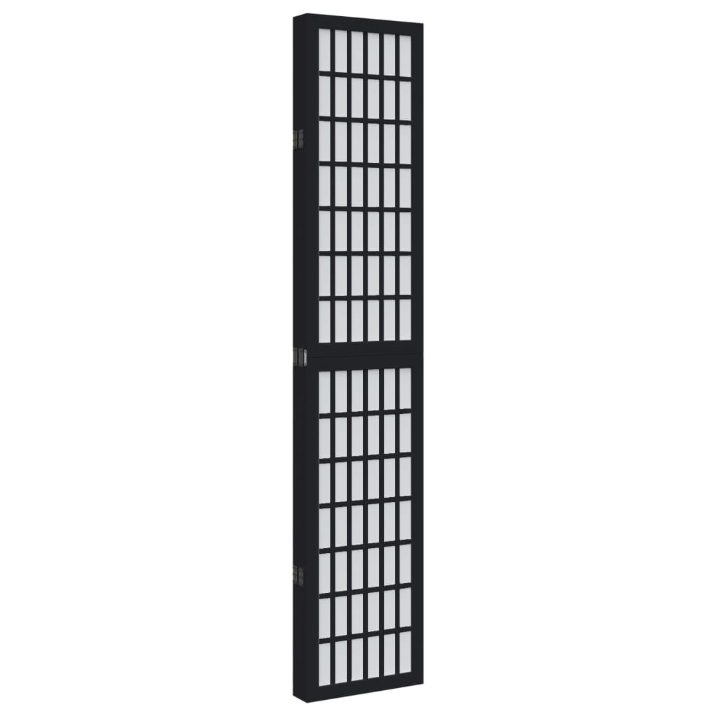 5 Piece Black Solid Wood Paulownia Folding Screen