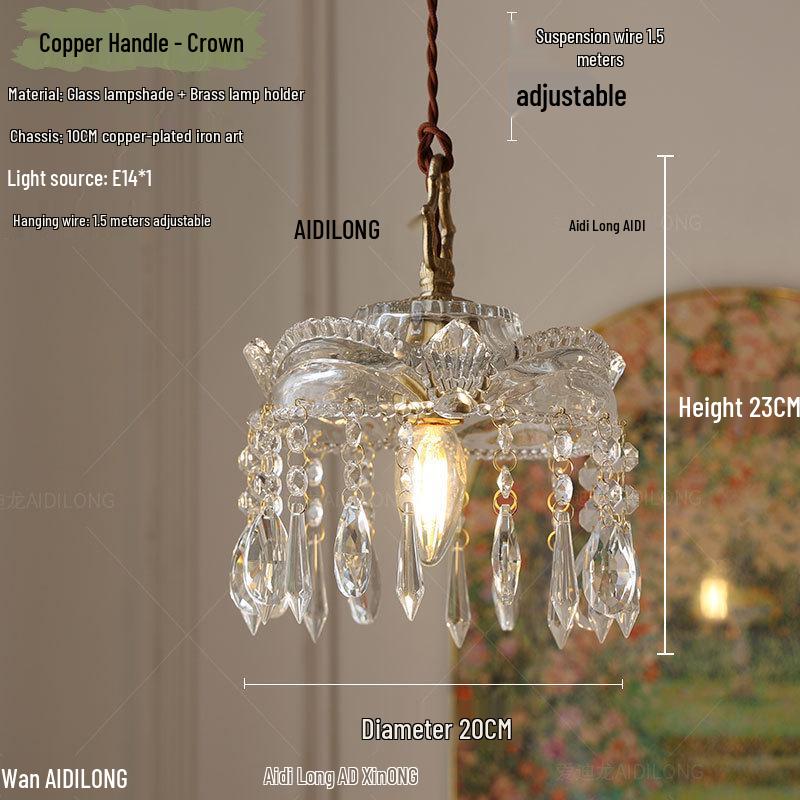 American Retro Crystal Chandelier for Hallway, Bedside, Balcony, and Cloakroom.