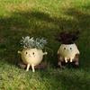 Creative Rocking Feline Planter Resin Swing Chair Design Decorative Flower Pot Fit for Modern Garden Weather Resistant