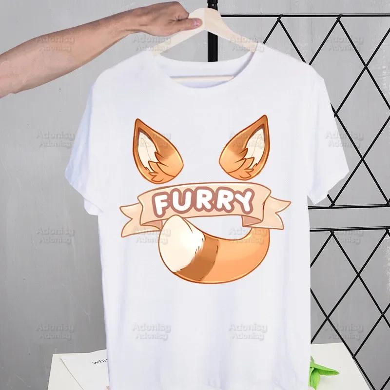 Furry Harajuku Tshirts Summer Unisexwo Unisex Hip Hop Funny Print Tshirt Streetwear T Shirts Short Sleeve Tops Shirt