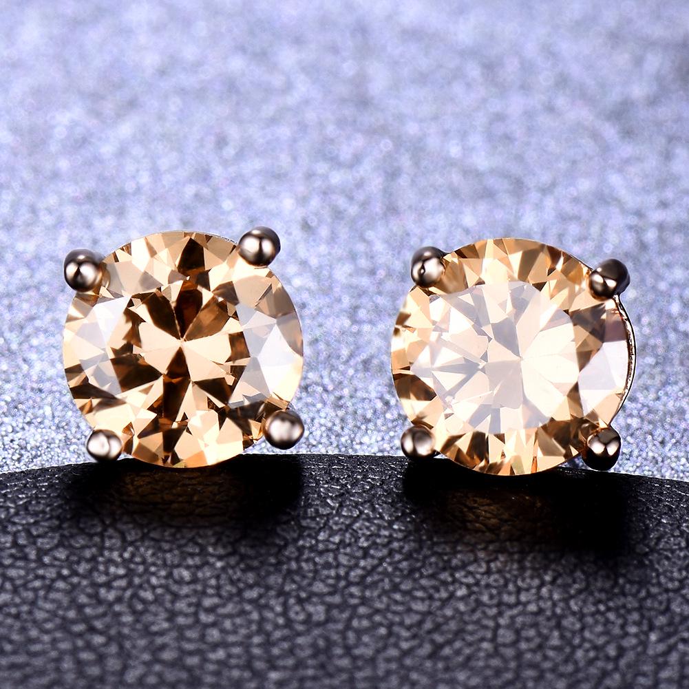 Białe Okrągłe Kolczyki Sztyfty z Diamentami z Czterema Ząbkami dla Kobiet - 8MM Cyrkonia, Modna i Wszechstronna Biżuteria.