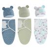 Baby Blanket Hat Set Cartoon Printed Cotton Newborn Swaddle Adjustable Infant Sleeping Swaddle Wraps All Seasons 0-6 Months