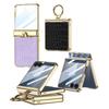 Hülle für Samsung Z FLIP 7 Veganes Leder Magnetischer Drehbarer Ringhalter Hülle mit Vollschutz Galvanisiertes Krokodilmuster
