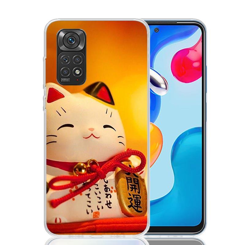 Lucky Cat Maneki Neko Japanese Phone Case For Xiaomi Redmi Note 13 14 15 Pro Plus 12S 12 14S 11S 11E 10 10S 11 11T 5G 4G Cover C
