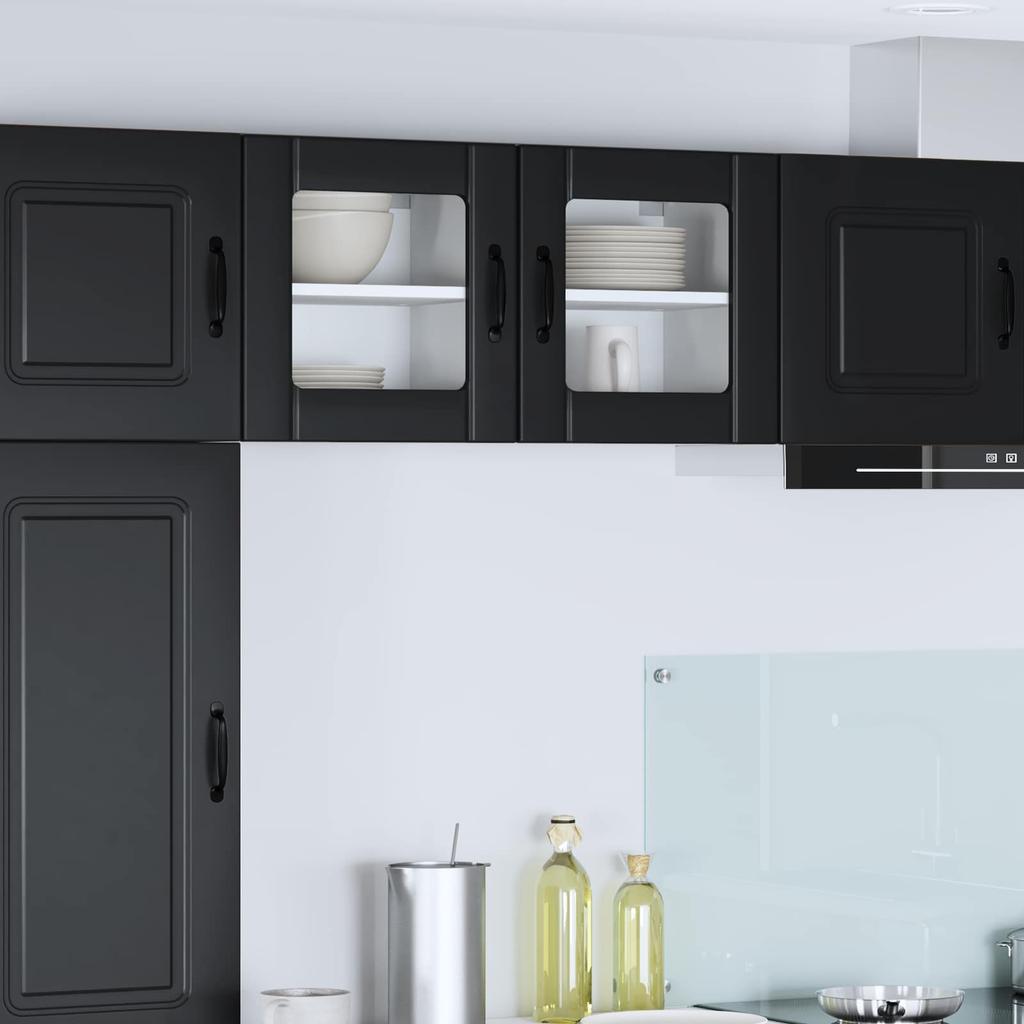 Wall Mounted Glass Cabinet LUCCA Black 40 X 31 X 40 Cm Particleboard