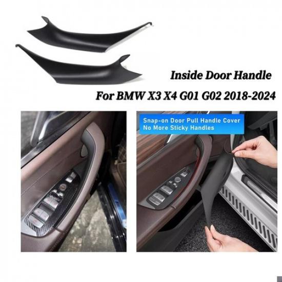 Svart kolfiber innerdörrhandtag draghandtagsskydd för BMW X3 X4 G01 G02 2018-2024