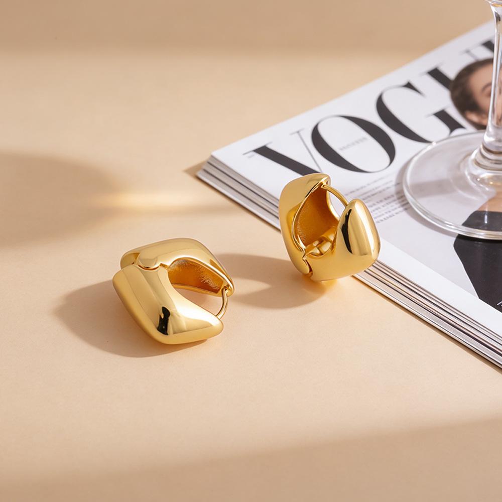 Oval Copper Stud Earrings for Women - European  American Fashion Style