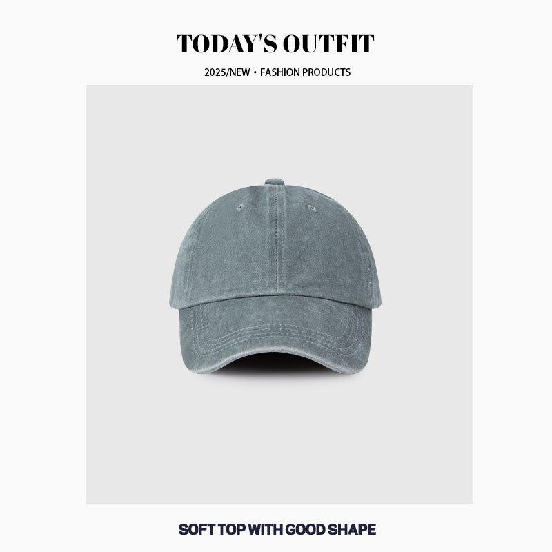 Men's Big Head Hat  Four Seasons Sun Hat  Washing Denim Baseball Hat  Women's Face  Small Old Gray Baseball Cap