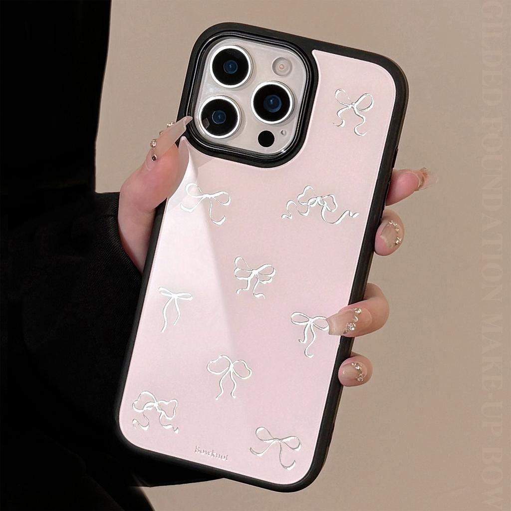 Gilt for Iphone16promax iPhone 15 Case 13 Glass 14 Light Luxury 17 Pink Bow