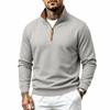 Men's Heavy Weight Knit Zip Up Sweatshirt with Stand Collar Loose Fit Thermal for Casual Wear