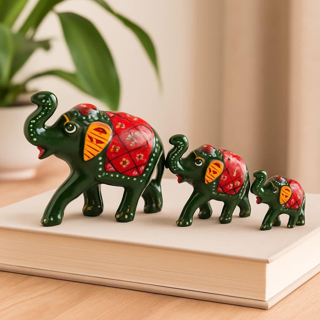 

Слон из папье-маше, стандартный, зеленый, 3 предмета, домашний декор, культурный, традиционный, праздничный