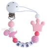 Personalized Name Handmade Silicone Baby Beech Dummy Pacifier Clip Safe Teething Chain Teether Pacifier chains Holder Chain Gift