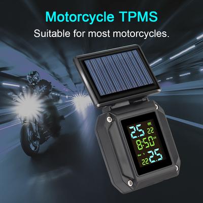 S hodinami 0-6Bar Motocykl Solor TPMS 2 senzory Systém monitorování tlaku v pneumatikách Tester pneumatik Alarm Moto Příslušenství Univerzální
