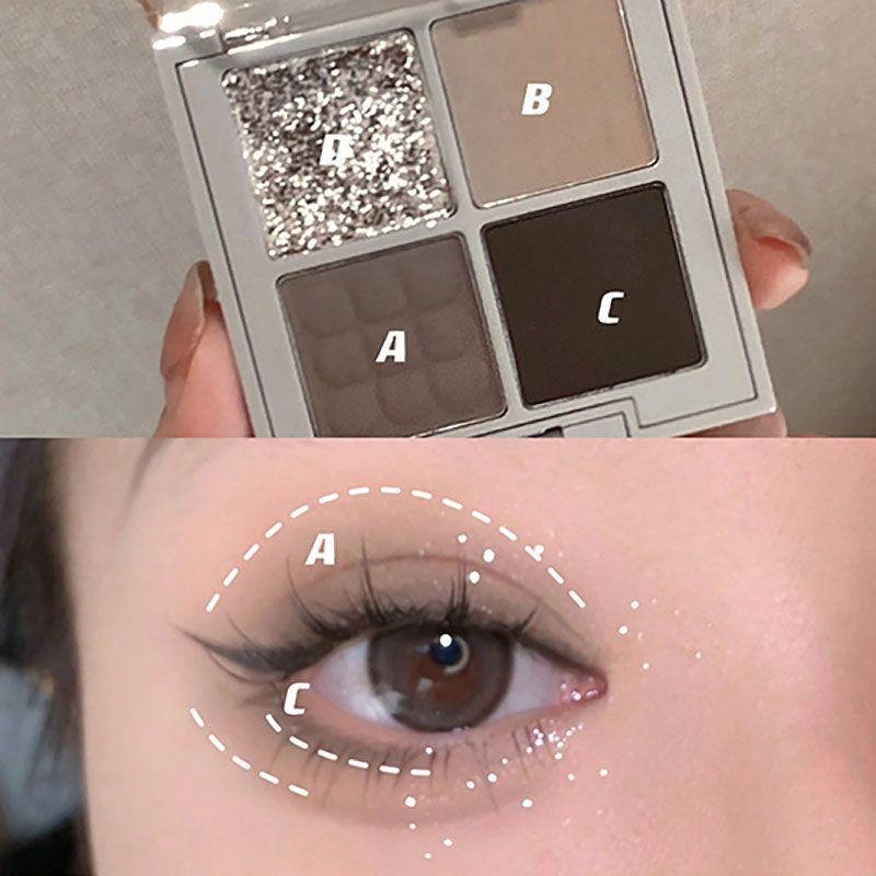 4-color Eyeshadow Palette Pearlescent Matte Eyeshadow Long Lasting Burst Flash Eyeshadow To Create A Smoky Makeup Look
