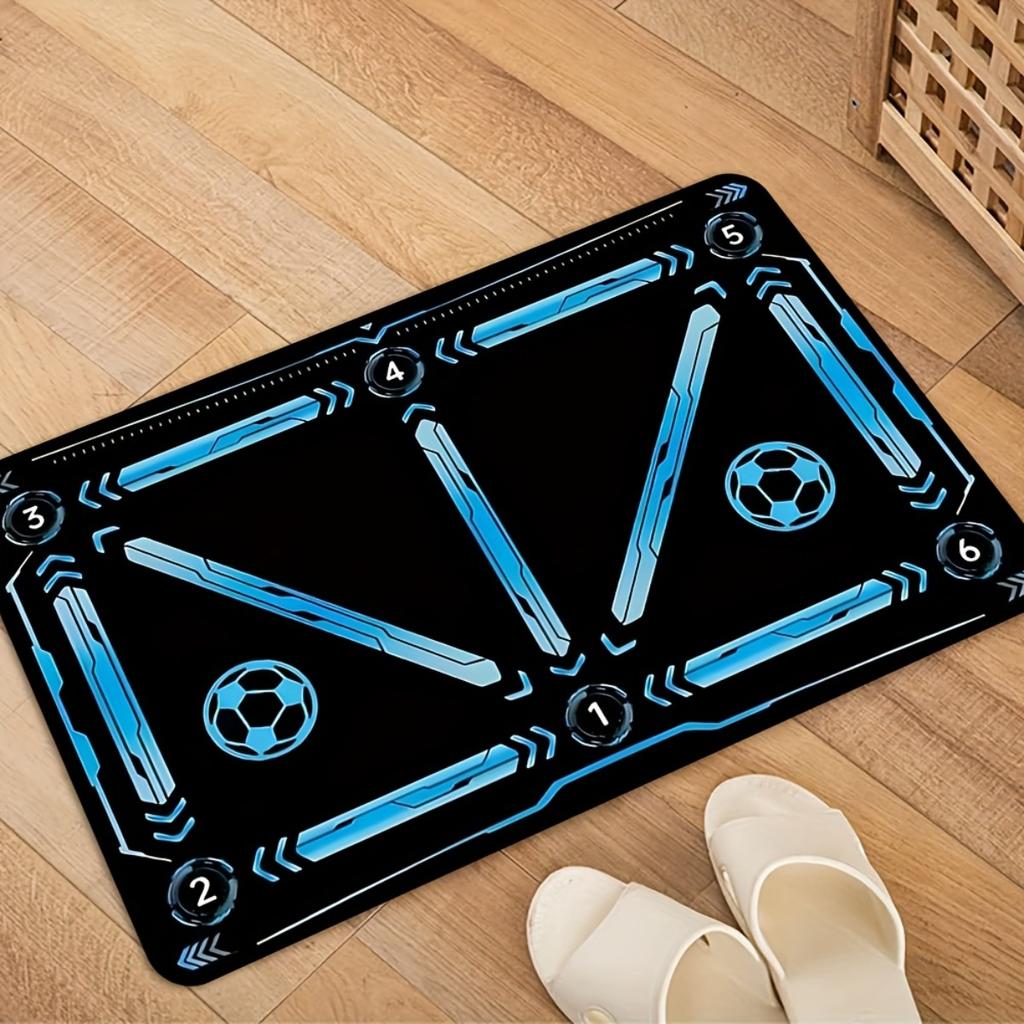 Soccer Training Football Practice Non-Slip Floor Mat Washable Decorative Area Rug for Playroom Bedroom Entryway Kitchen