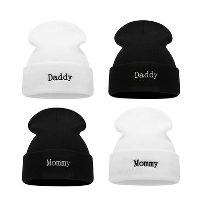 Daddy Mommy Alphabet Embroidered Beanless Knitted Hat Hot Sale Fashion Ear Cap Street Cold Hat