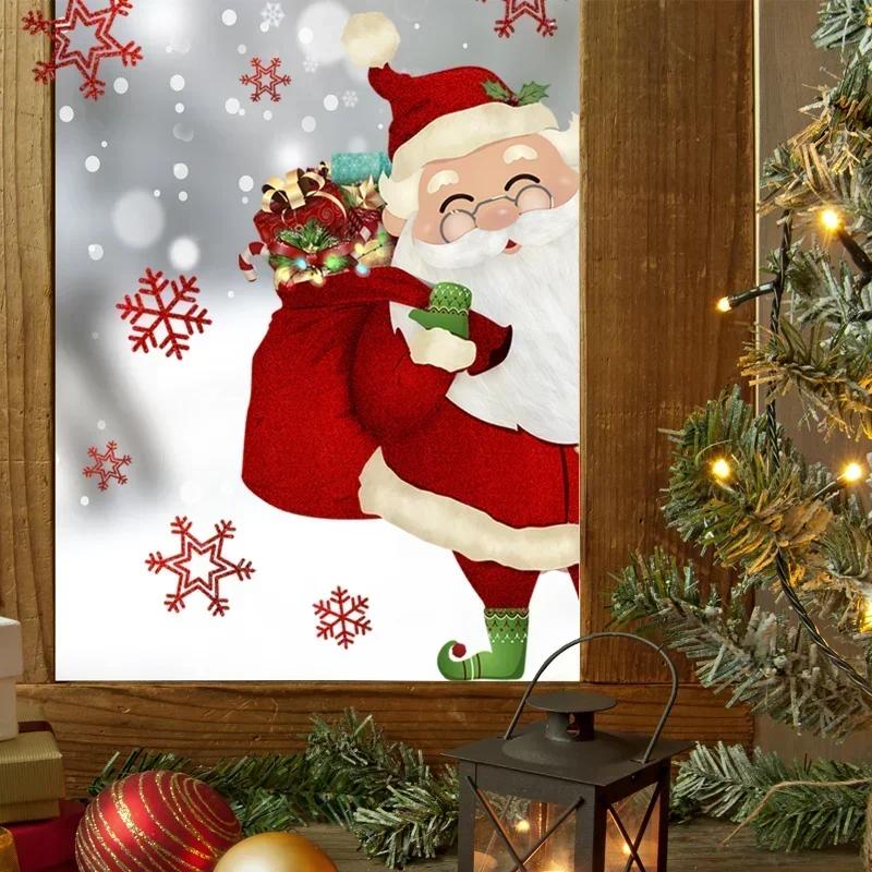 Christmas Style Snowflake Santa Claus Wall Stickers Electrostatic Window Window Double-sided Visual Home Party Decoration