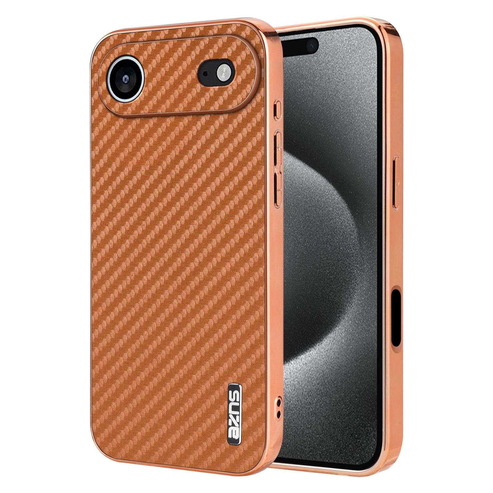 AZNS For iPhone Air Case Electroplating Carbon Fiber Texture PU + TPU Phone Cover B