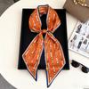 Temperament Long wide hair band, tied bag belt, double-sided silk scarf, retro literary satin streamer ins multi-functional scarf