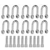 10pcs U Shape Shackle Zinc Alloy D Ring Lock Bow Shackle for Paracord Bracelet Round Head