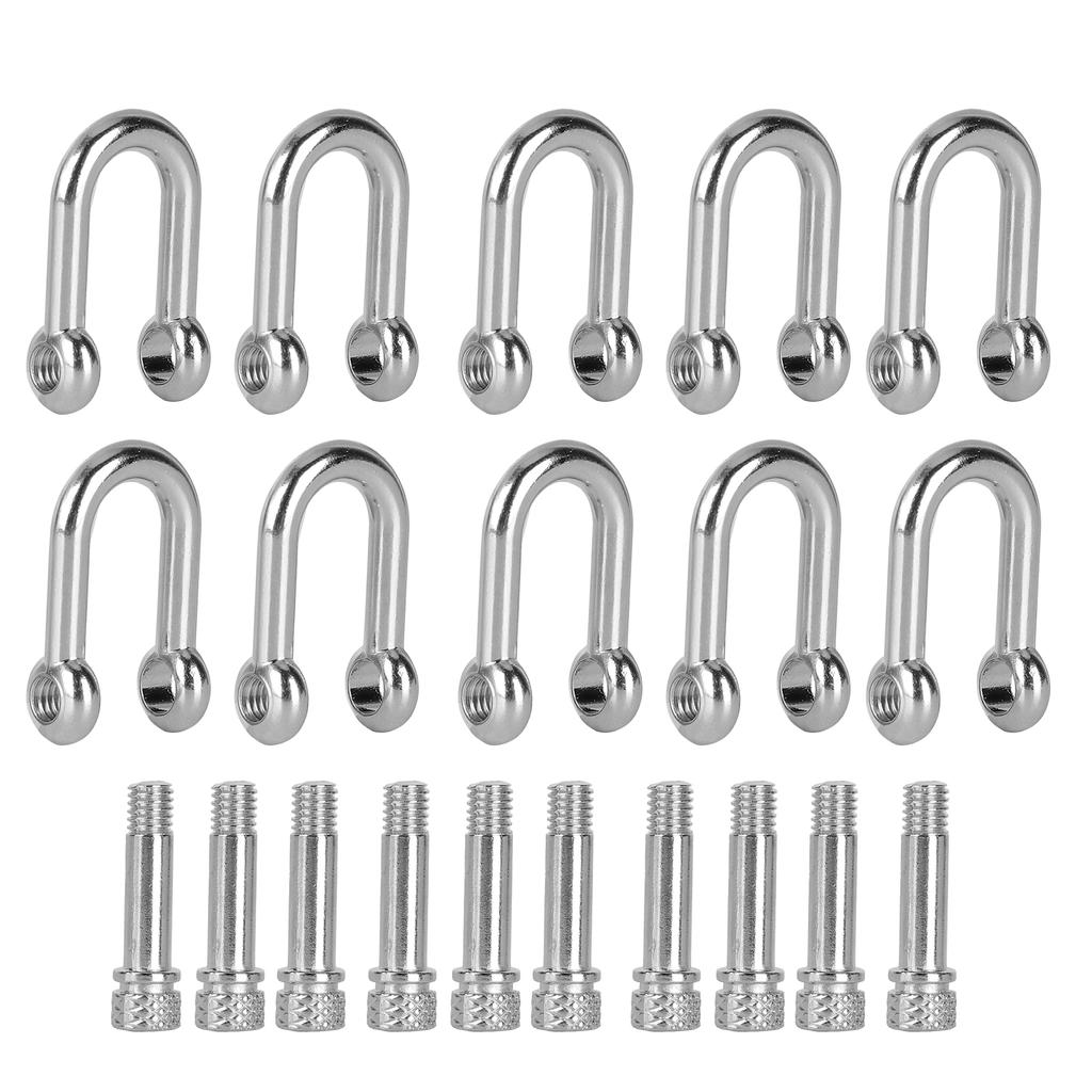 10pcs U Shape Shackle Zinc Alloy D Ring Lock Bow Shackle for Paracord Bracelet Round Head