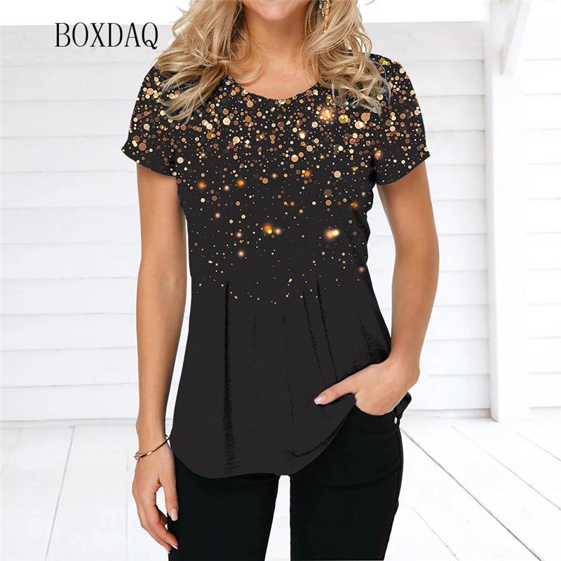 

3D Fashion Party Clothes Women T-shirts Short Sleeve Round-Neck Streetwear Female Tops Summer 3d Tie-dye Print Ladies Tees L