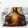 Jesus Christ Angelic Heart Religious Blanket Soft Warm Flannel Throw Blanket Bedspread for Living room Picnic Travel Home Sofa
