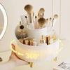 PP Makeup Brushes Storage Box 7 Slot 360° Rotating Cosmetic Brush Holder Multi-Functional Dustproof Desktop Storage Rack