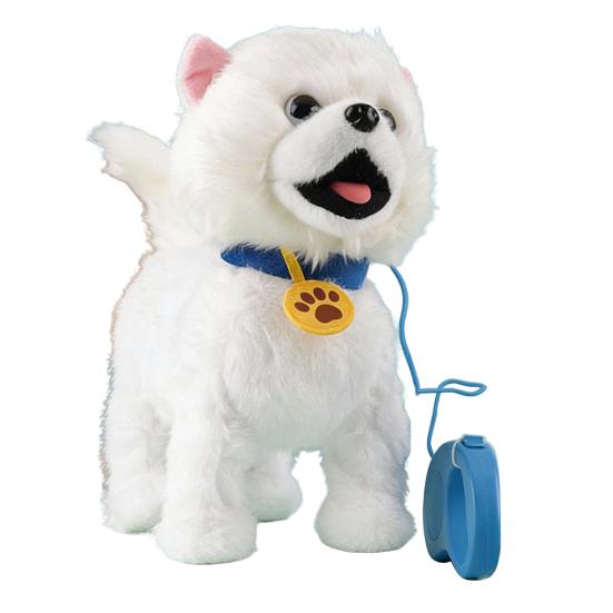 Elektryczna Pluszowa Zabawka Pies z Smyczą Liżący Język Chodzący Szczeniak Pluszak z Czujnikiem Dotykowym