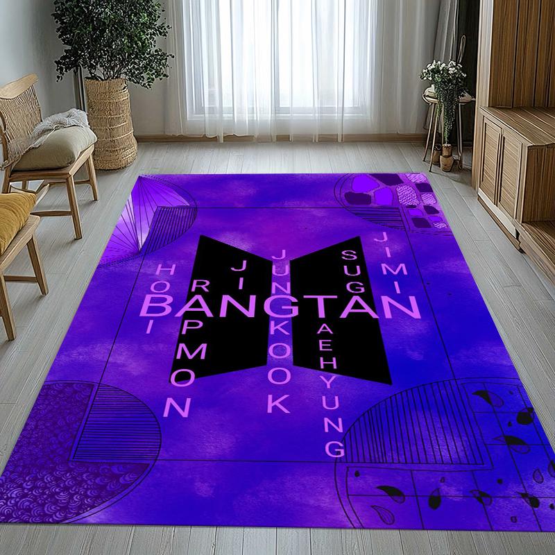 Fashion B-BTS Kpop Star Living Room Non-Slip Area Rug Soft Carpet for Bedroom Kids Playroom Sofa,Home Decor Doormat Gift