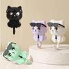Rotating Black Cat Adhesive Wall Hook for Coats, Keys, and Hats - No-Drill Installation