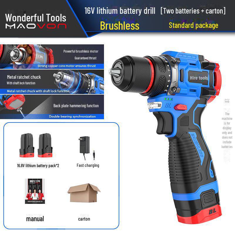 Miaoyou Mașină de găurit cu percuție fără perii reîncărcabilă cu baterie litiu de capacitate mare - Șurubelniță electrică fără fir multifuncțională