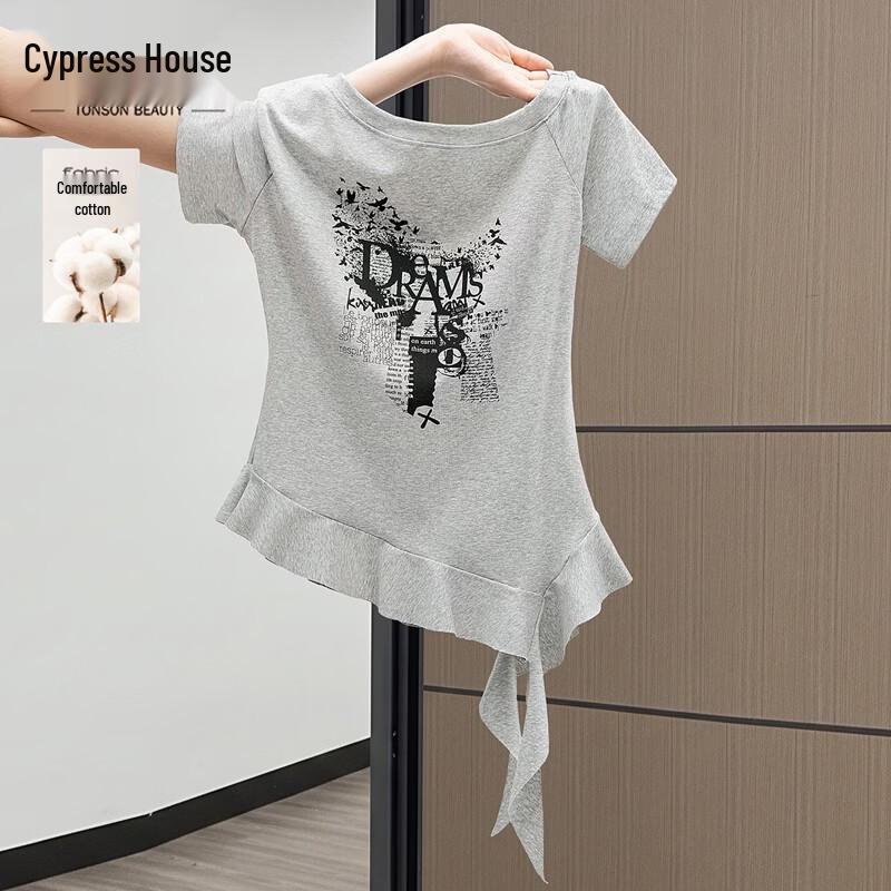 Women s Slim Fit Round Neck Printed T-Shirt One Size