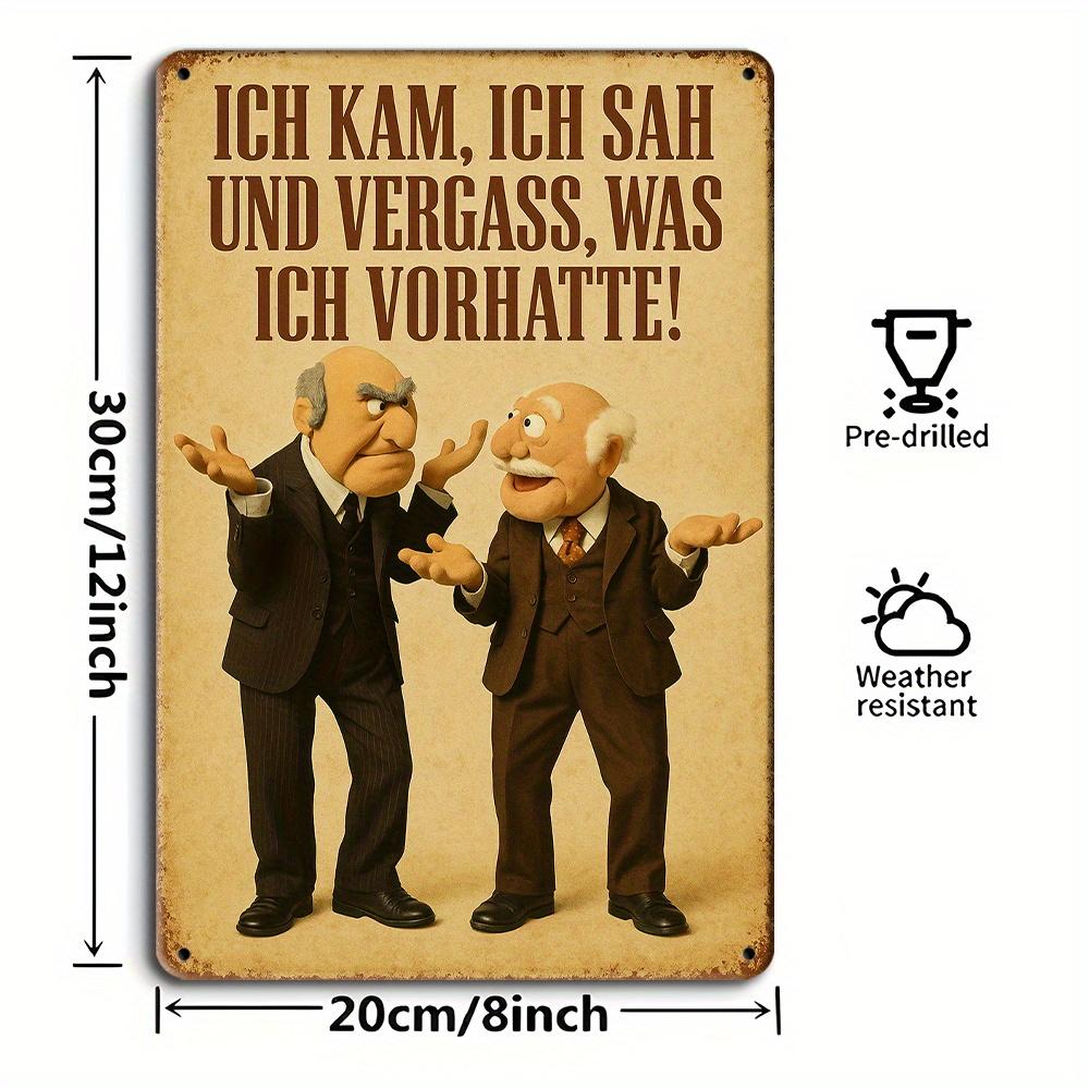 Vintage German Humor Sign - 20x30cm Iron Wall Art for Cafe & Home Decor