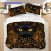 Black Cat Pattern Bedding Quilt Set Quilt Cover Pillowcase Home Decoration Birthday Gift (1 * Duvet Cover + 2 * Pillowcase, Without Core)
