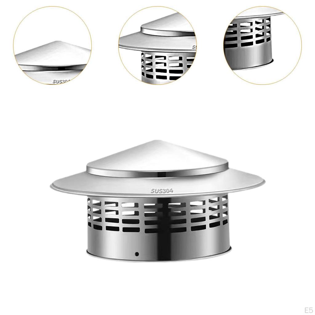 Round Chimney Cap Flue Cover Rainproof Cone Top Exhaust Vent Lid Roof Rain Guard