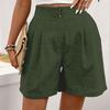 Women's Loose Casual Pants Button -Color High Waist Straight Shorts