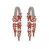 Luxury Colored Gem Tassel Earrings: High-End Diamond Long Dangle Earrings for Evening Gowns