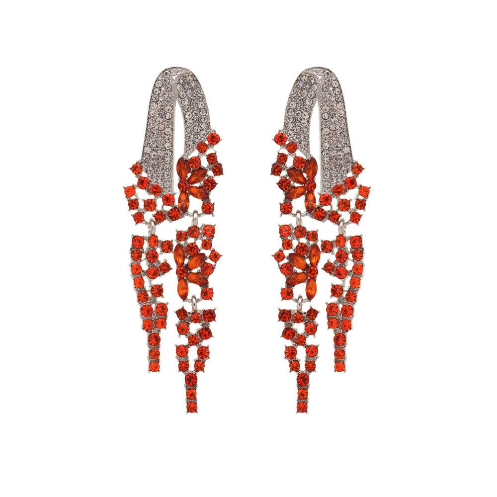 Luxury Colored Gem Tassel Earrings: High-End Diamond Long Dangle Earrings for Evening Gowns